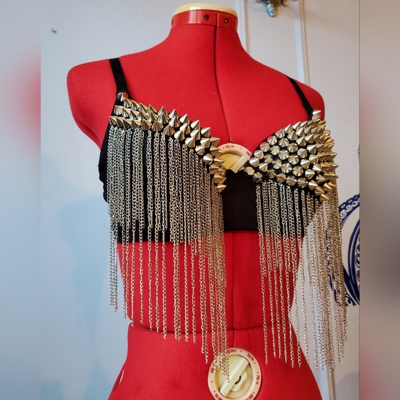 Studded Bra with Chain Details - Picture 2 of 2